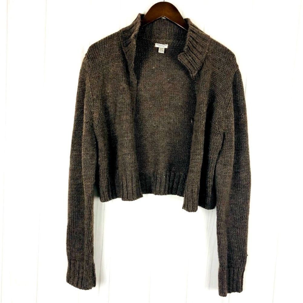 AE American Eagle Sweater Knit Wool Blend Cardigan Brown